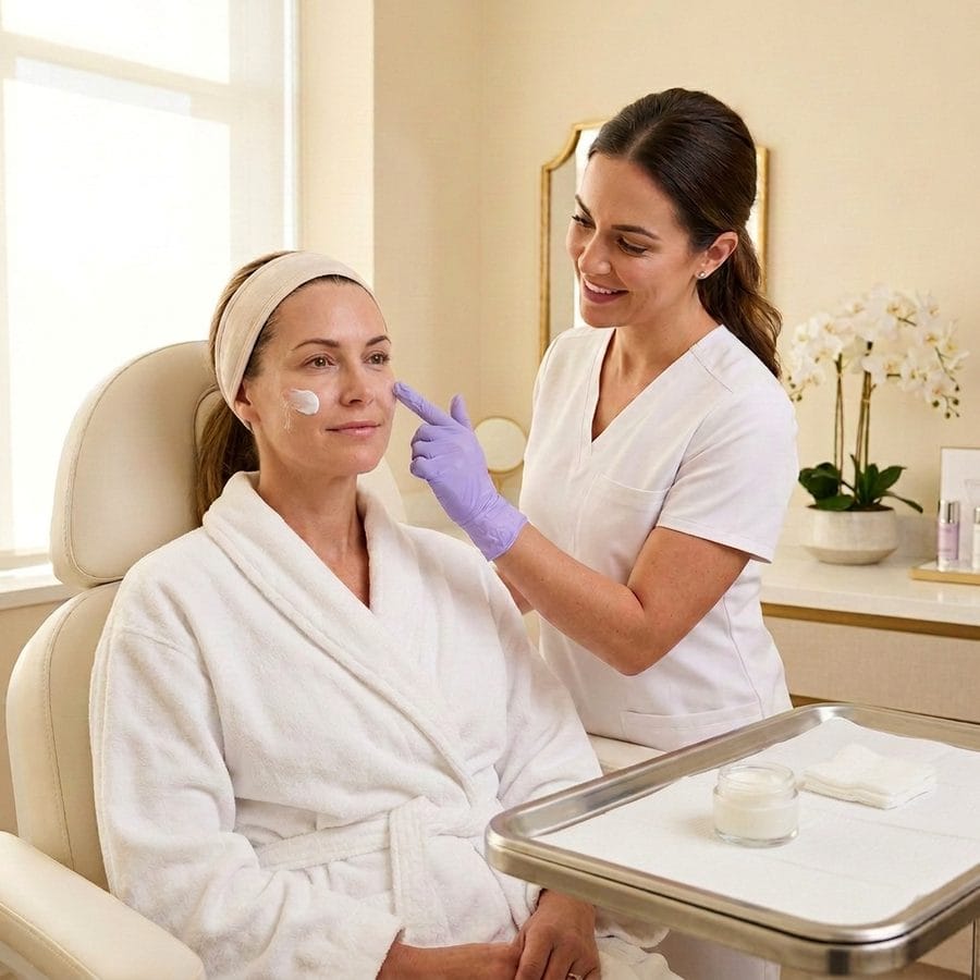 Provider applying soothing post-laser recovery balm after CO2 resurfacing at Dives Med Spa