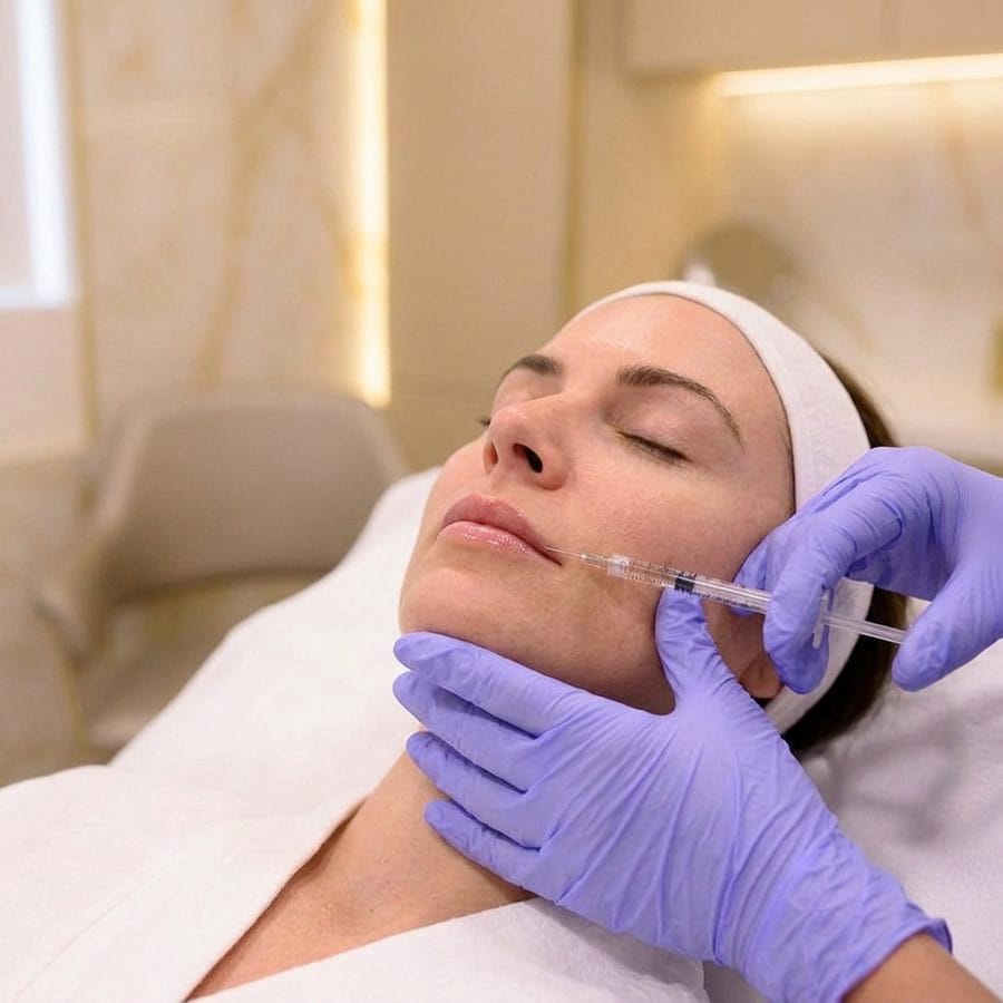 Lip filler injection being performed at Dives Med Spa in Davie, FL